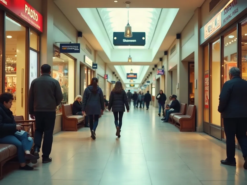 Quartiers à éviter à Cergy : ce qu'il faut vraiment savoir avant de s'installer Intérieur d'un centre commercial avec magasins et clients durant l'après-midi