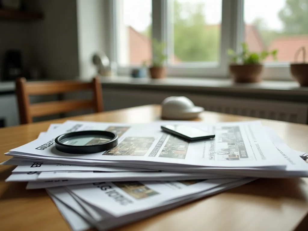 Nantes : les quartiers à éviter avant d'acheter ou de louer Documents immobiliers et loupe sur une table, lumière naturelle d'après-midi