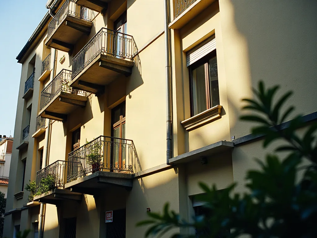 Champigny-sur-Marne : quels quartiers éviter avant d'acheter ou de louer ? Façade d'immeuble collectif avec balcons, terrasses résidentielles en matinée ensoleillée