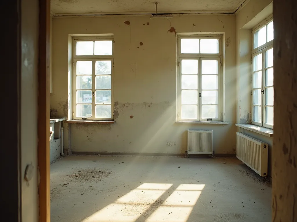 Mérignac : les quartiers à éviter et ceux qui montent vraiment Intérieur d'un appartement en cours de rénovation l'après-midi, avec murs et étapes de transformation visibles